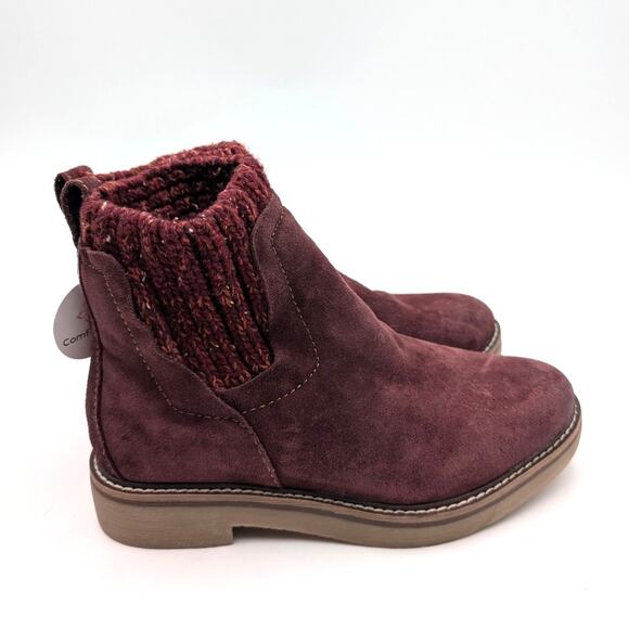 Comfortiva Rawnie Ankle Bootie Knit Collar Women's Red Suede Size US6.5M EU37 - Picture 3 of 12